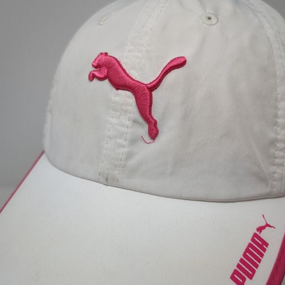 Puma Snapback Baseball Cap White One Size Adjustable Embroidered Vented Holes - Picture 5 of 11